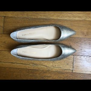 Ivanka Trump gold, pointed toe flats